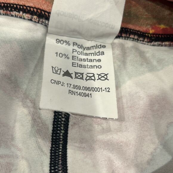 DonaJo Leggings Womens 2 Large Abstract Black Blue Pink Yellow Stretch Dona Jo - Picture 3 of 6